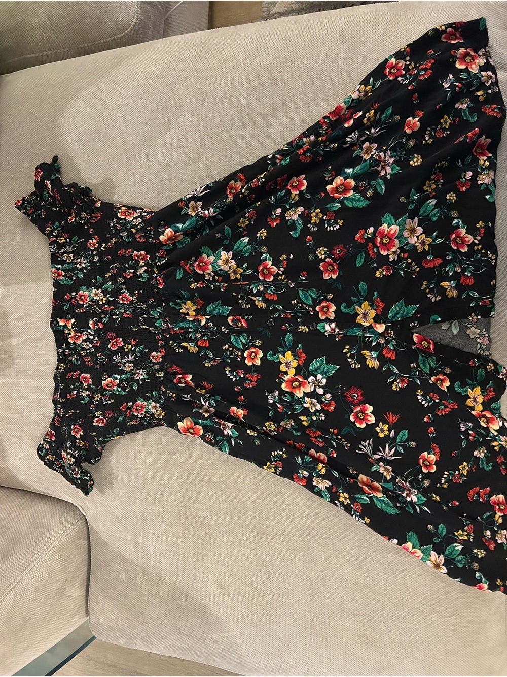 Black Floral Off-Shoulder Sun Dress